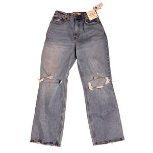 Abercrombie Curve Love 90s Relaxed High Rise Jeans 27 Short Distressed NWT